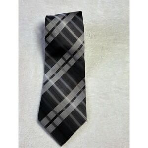 Pierre Cardin Men's Classic 100% Silk Necktie Black Silver Striped